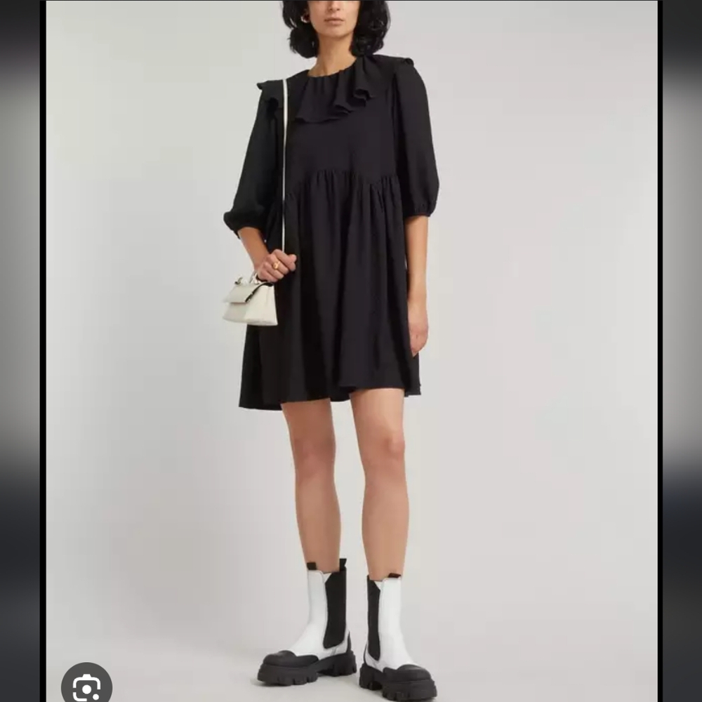 ALIGNE Graceen Frill-Collar Viscose-Blend Mini Dress In Black
